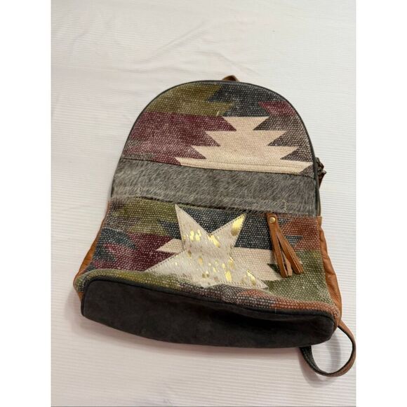 Myra Bag Hair On Cowhide Leather Western Southwest Boho Star Backpack Canvas main image 4